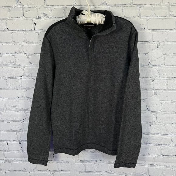 Michael Kors 1/4 Zip Pullover Sweater, Size Medium, Dark Gray/Black Trim - Picture 1 of 7